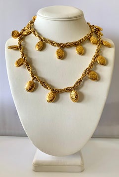 Vintage Chanel Gold Nugget Logo Necklace