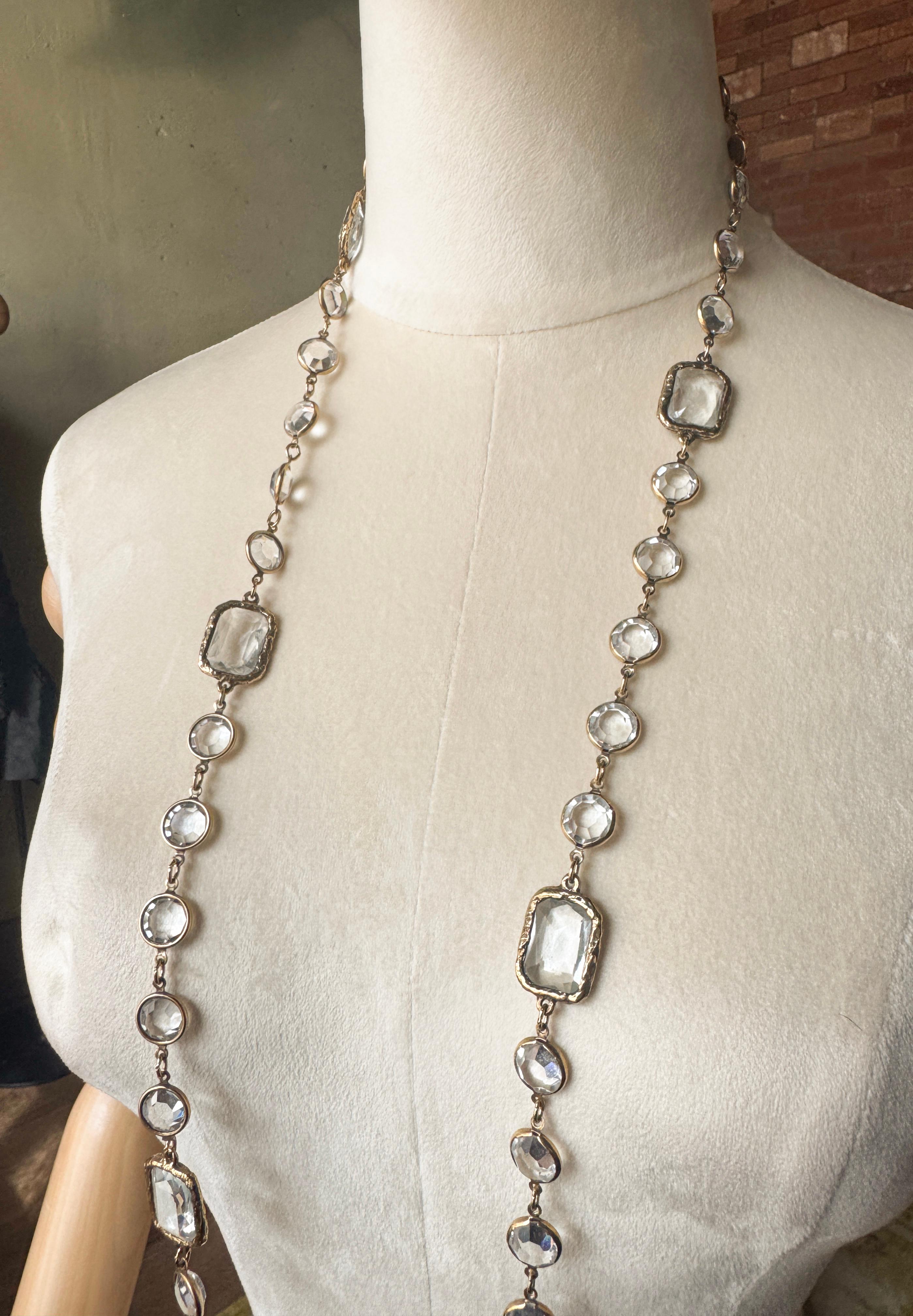 Vintage Chanel, collier plaqué or avec inserts en verre Grippoix, 1981 Bon état - En vente à New York, NY