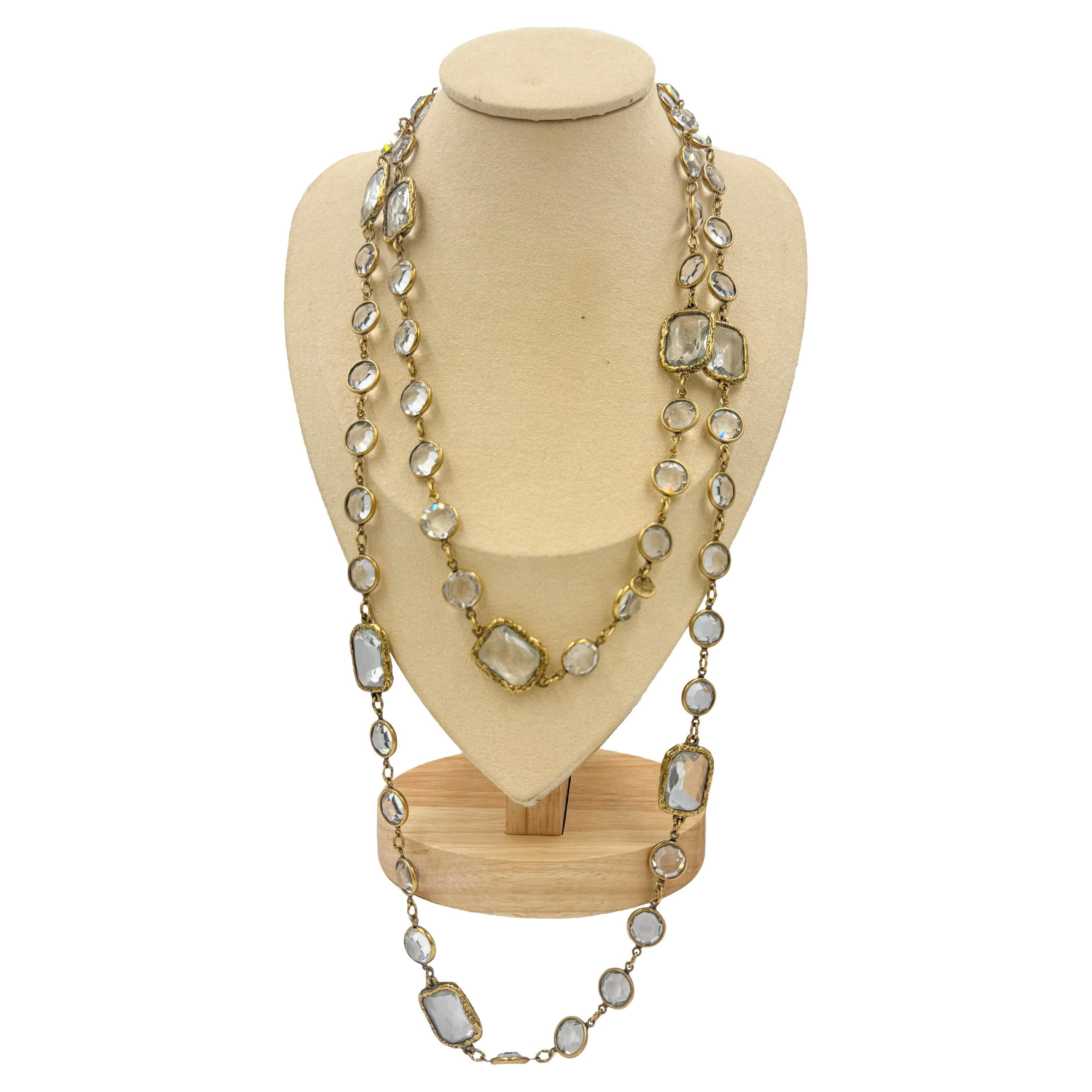 Vintage Chanel, collier plaqué or avec inserts en verre Grippoix, 1981 en vente