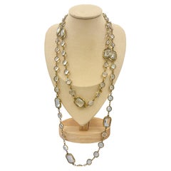 Vintage Chanel, collier plaqué or avec inserts en verre Grippoix, 1981