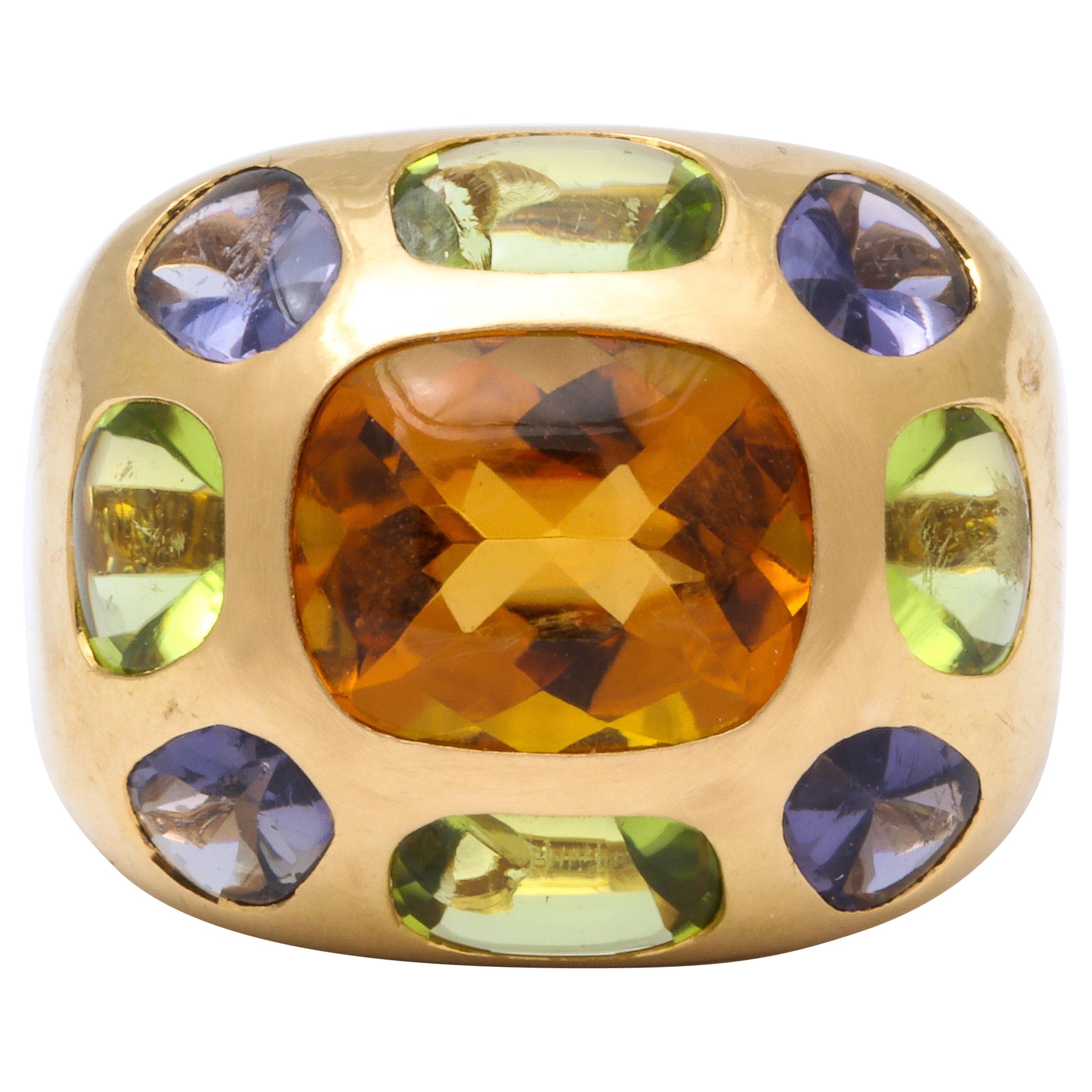 Vintage Chanel Gold Semi Precious Stone Ring