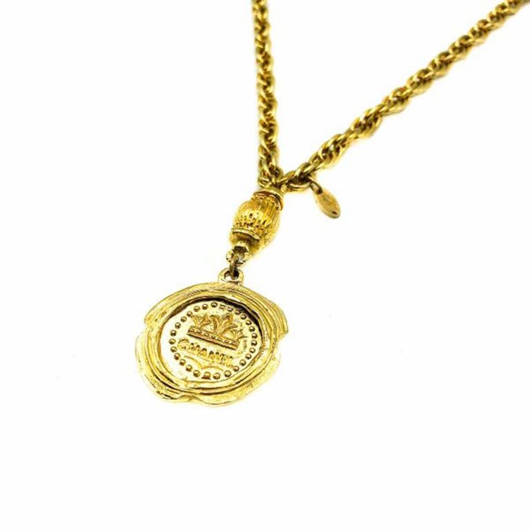 Women's Vintage Chanel Gold Statement Chain & Byzantine Medallion Necklace 1984 For Sale