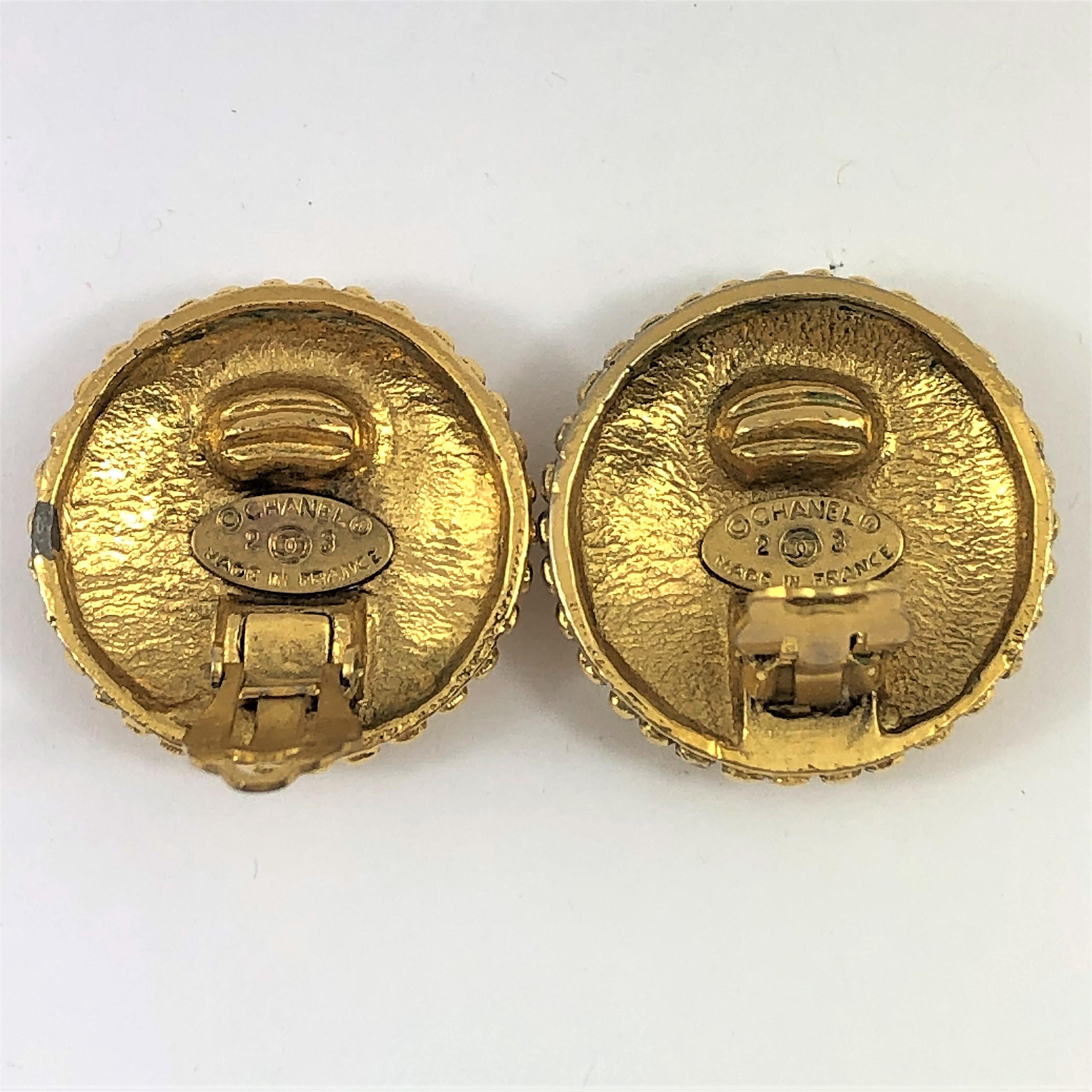 Women's Vintage Chanel Gold Tone and Red Gripoix Earrings 1986