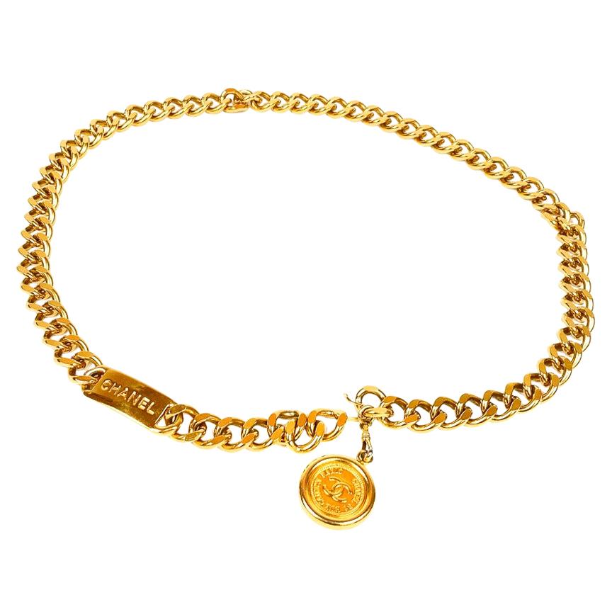 Vintage Chanel Gold Tone Chain Belt at 1stDibs