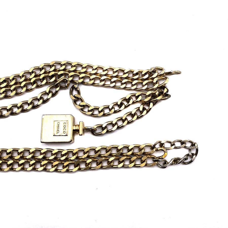 Vintage Chanel Gold Tone Chain Belt With Coco Perfum In Good Condition In Paris, FR
