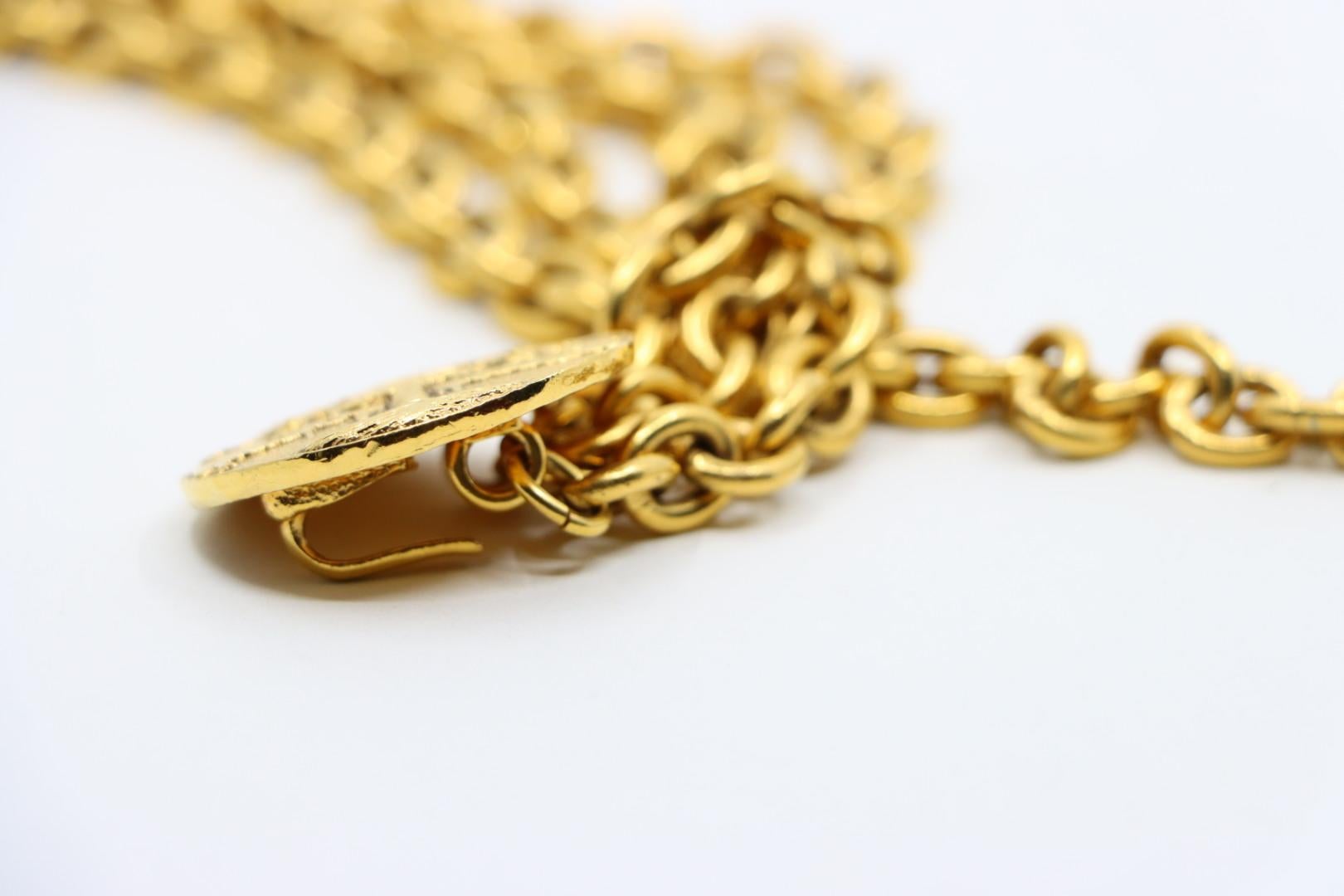 Vintage Chanel Gold Tone Medal Chain Belt 11