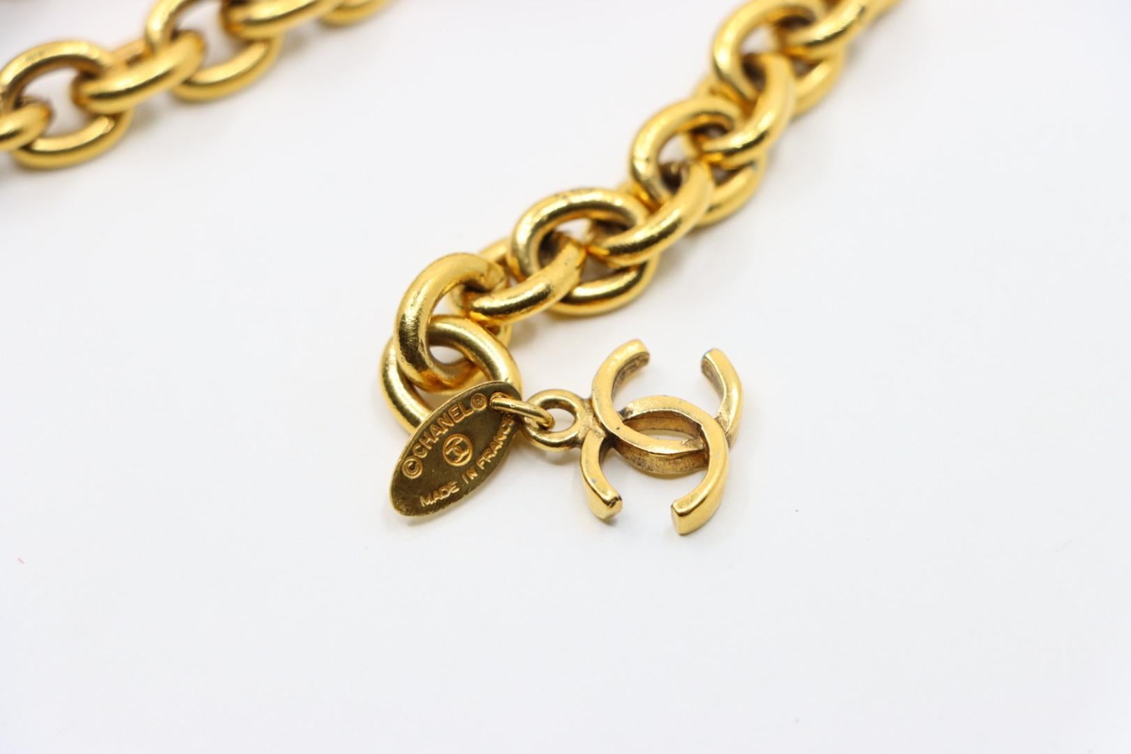 Vintage Chanel Gold Tone Medal Chain Belt 3