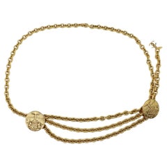 Vintage Chanel Gold Tone Medal Chain Belt