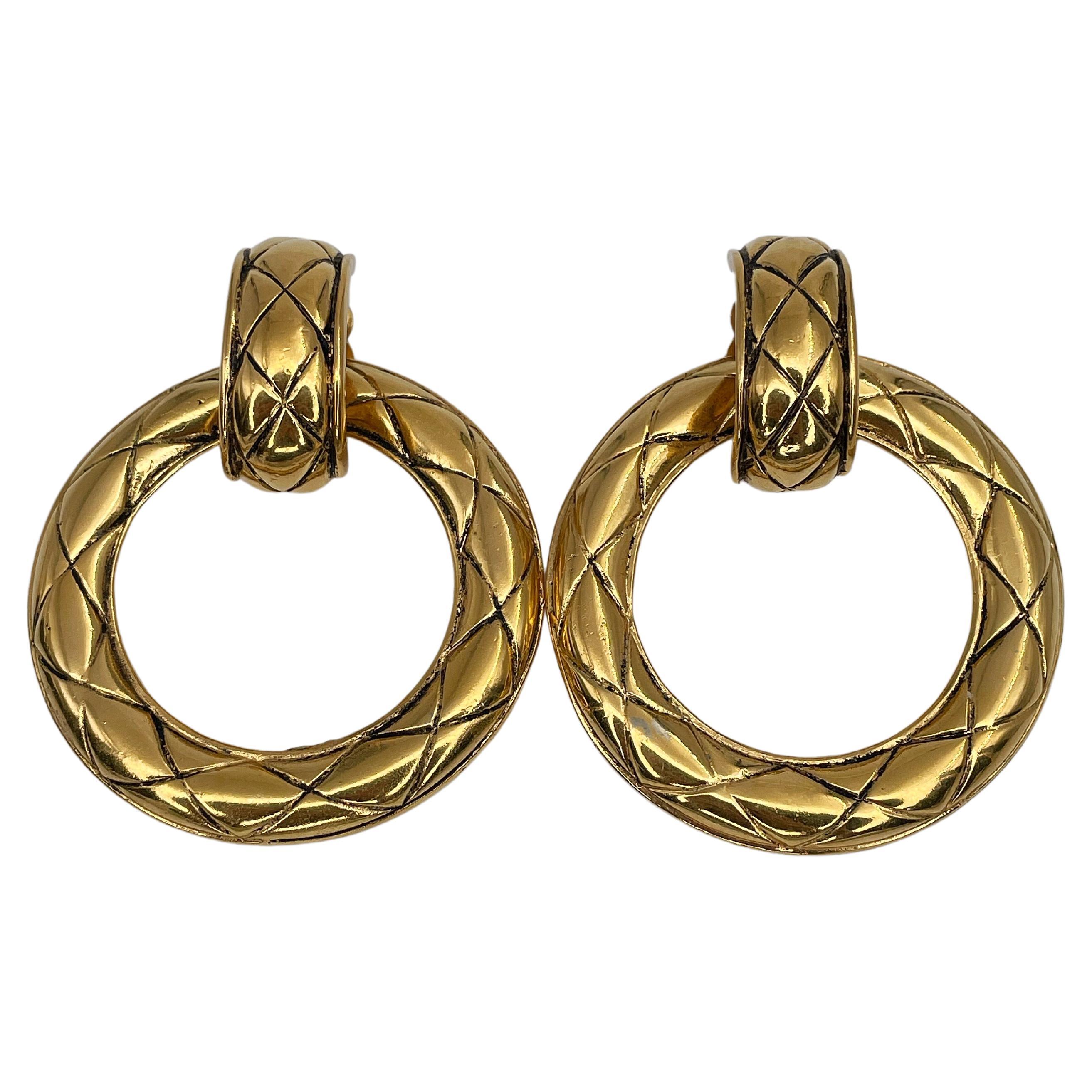 Large gold chanel earrings Clearance