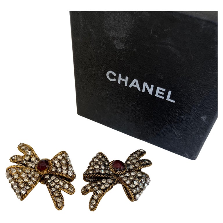 Vintage CHANEL 80's Haute Couture Gold Bow Earrings