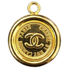 Vintage Chanel Gold Toned COCO Coin Pendant Charm