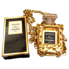 Vintage CHANEL Gold Toned COCO Perfume Chain Necklace