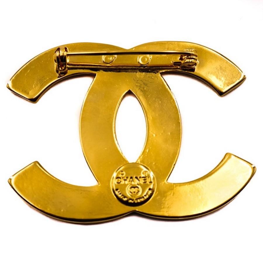 Vintage Chanel Golden CC Brooch In Excellent Condition For Sale In Paris, FR