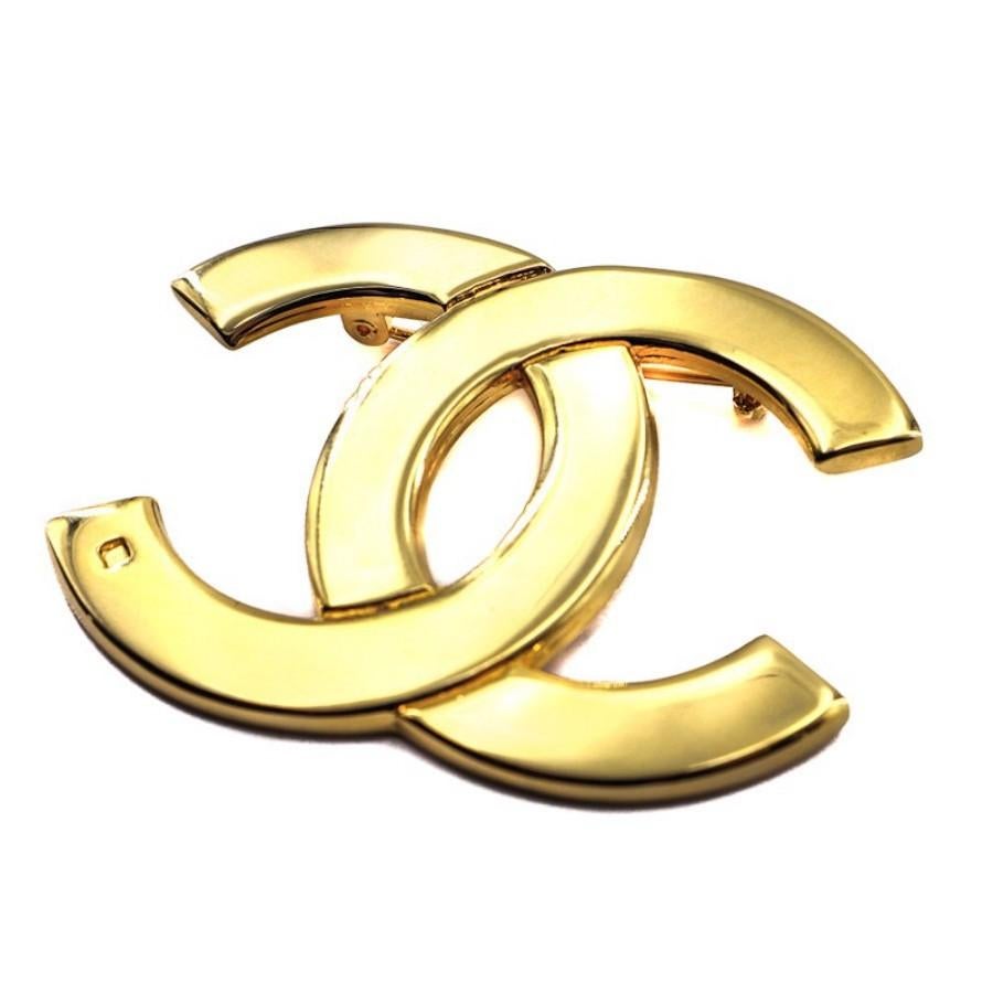 Chanel Broche CC dorée vintage en vente 2