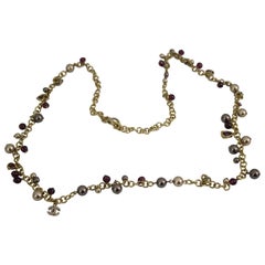 Vintage Chanel Golden Choker Necklace with pearls and charms
