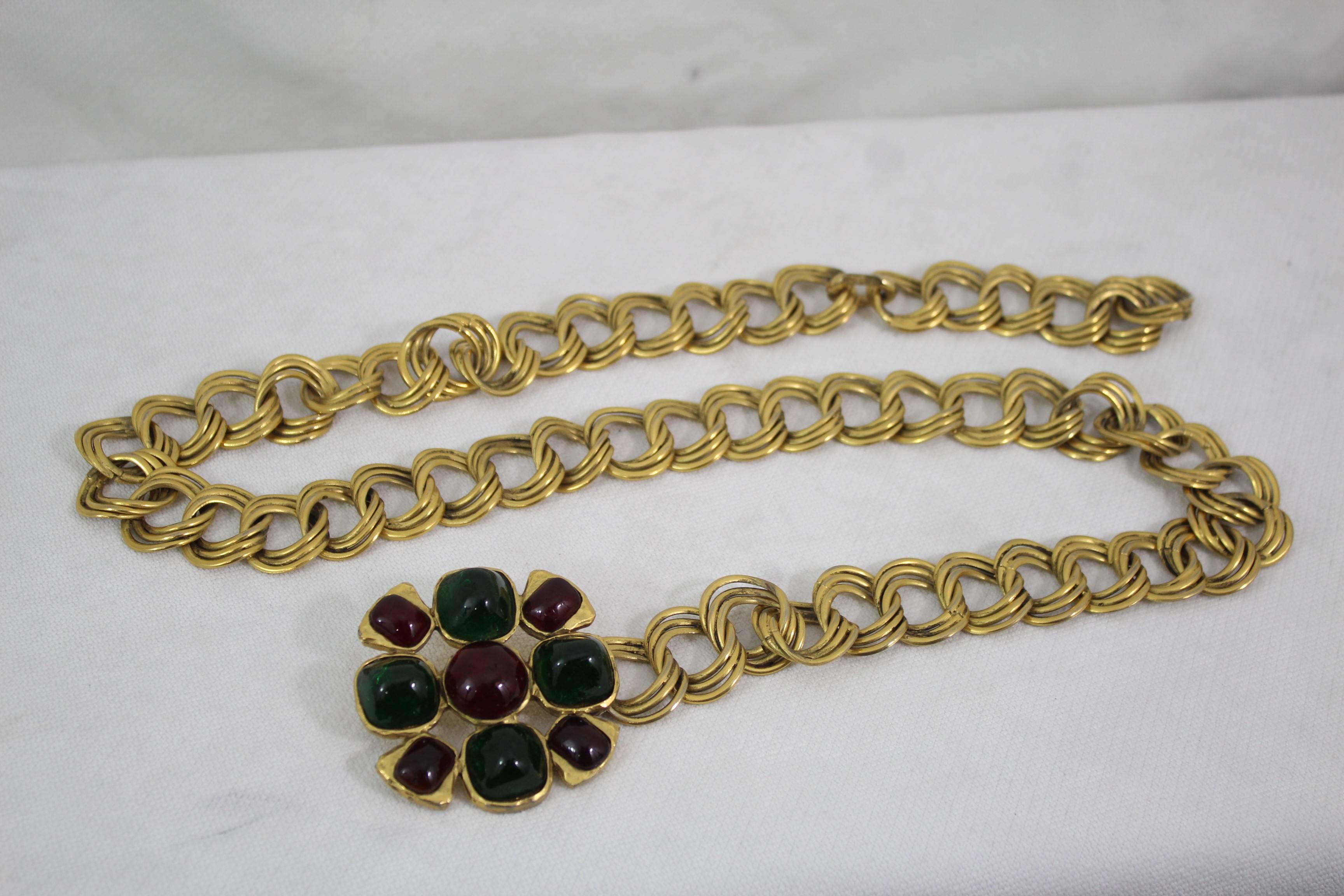 Women's or Men's Vintage Chanel Gripoix Belt / Necklace in Golden Metal