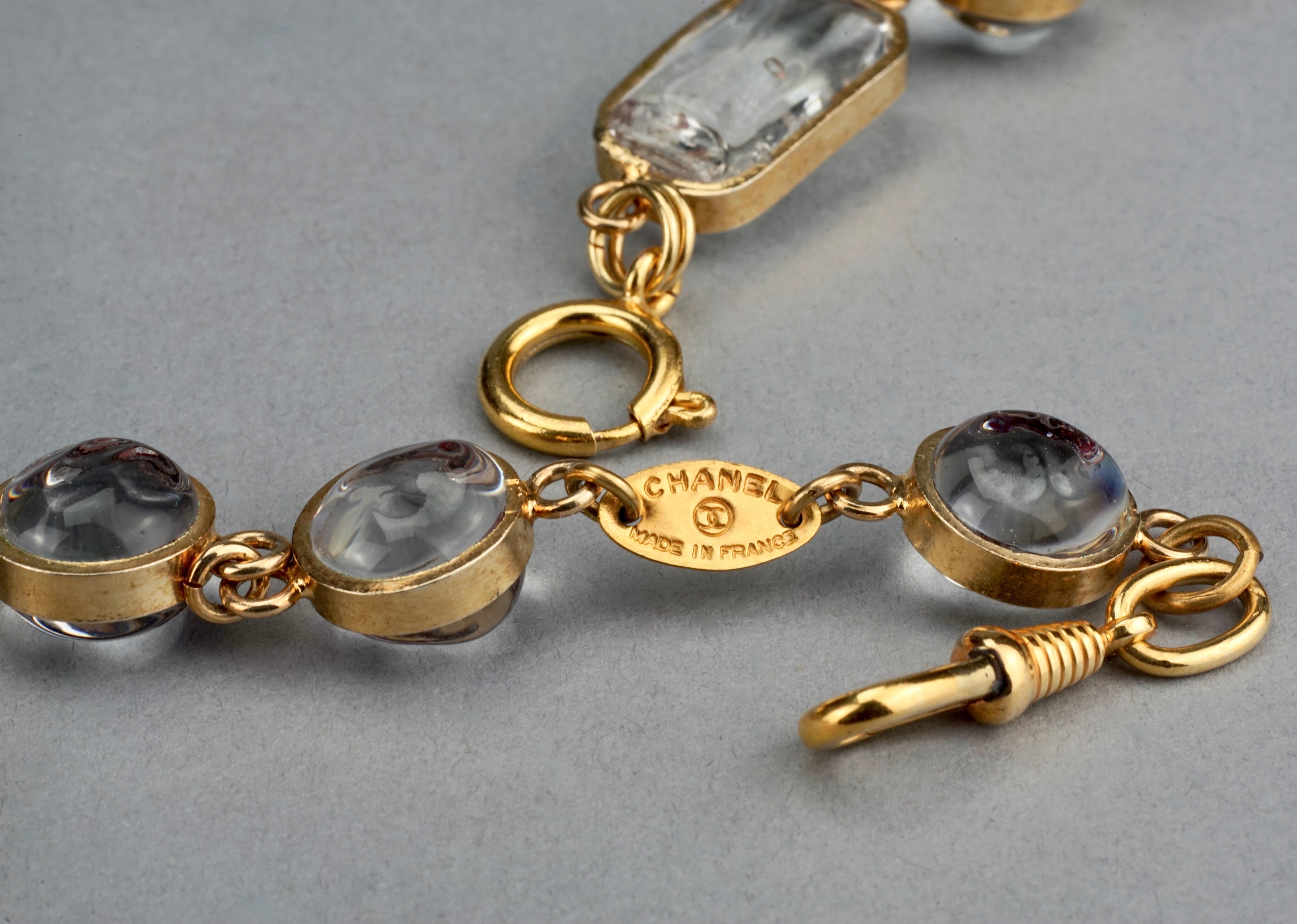 Vintage CHANEL GRIPOIX Chicklet Glass Link Long Necklace 5