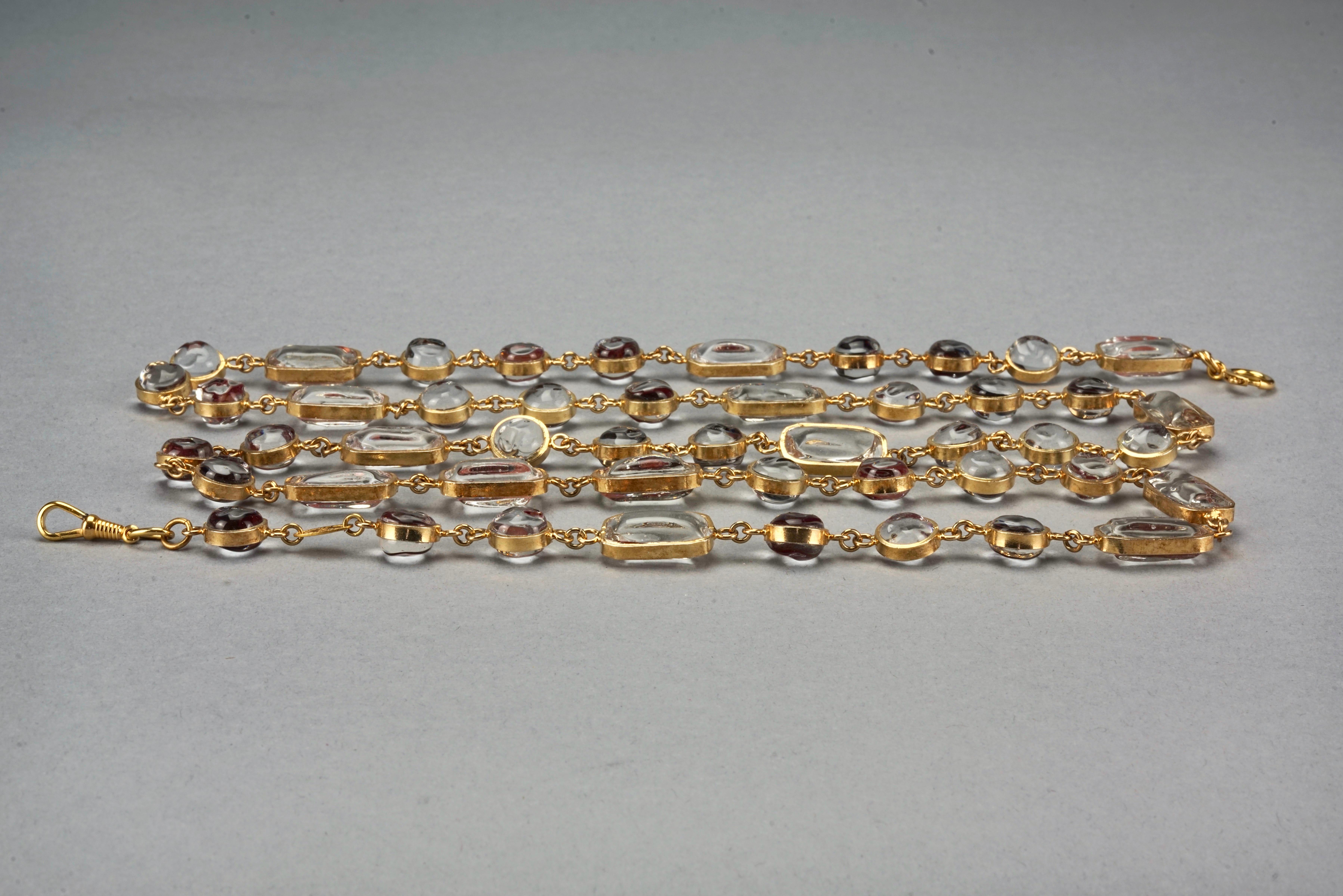 Vintage CHANEL GRIPOIX Chicklet Glass Link Long Necklace 3