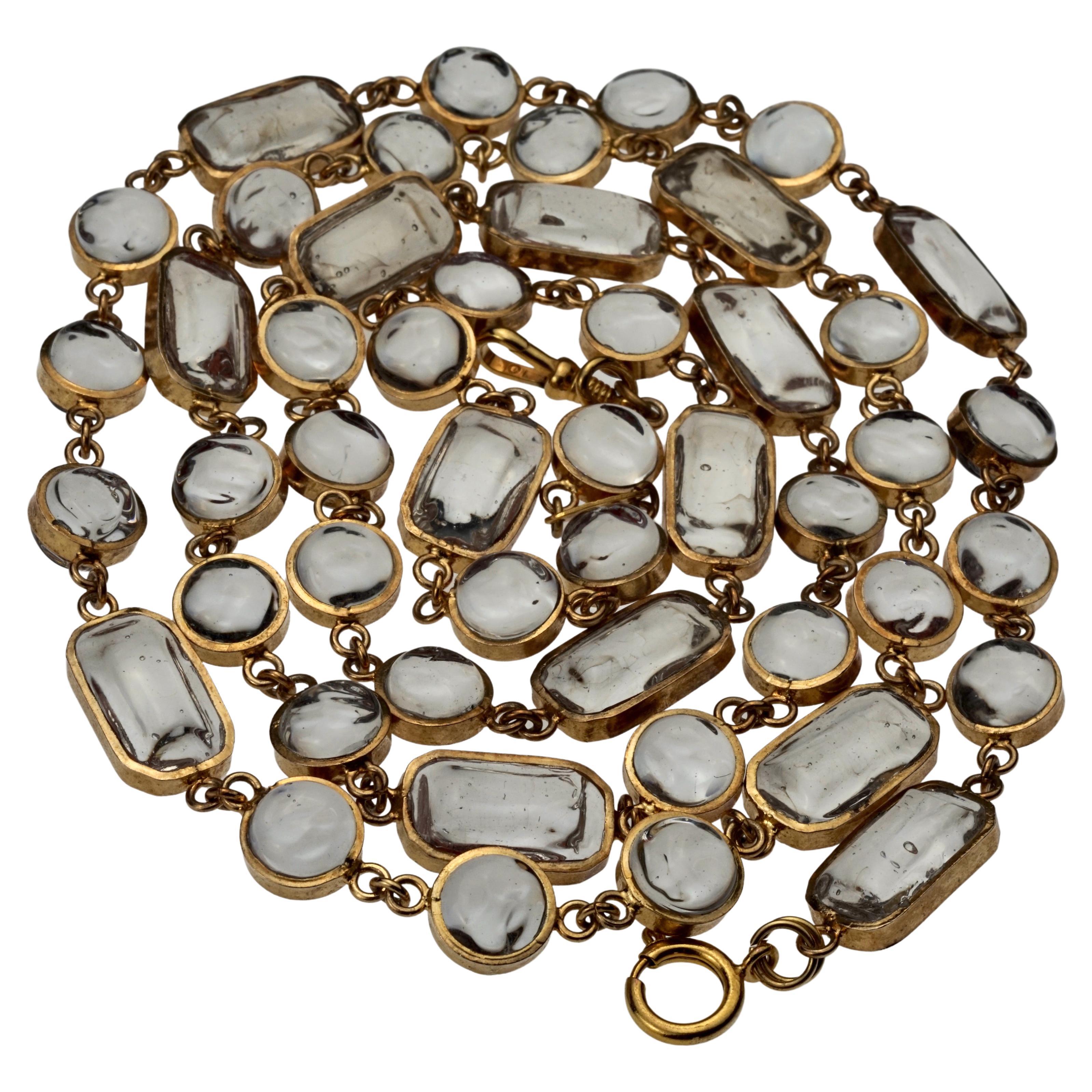 Vintage CHANEL GRIPOIX Chicklet Glass Link Long Necklace