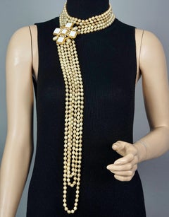 Vintage CHANEL Gripoix Cross Multi Strand Choker Necklace