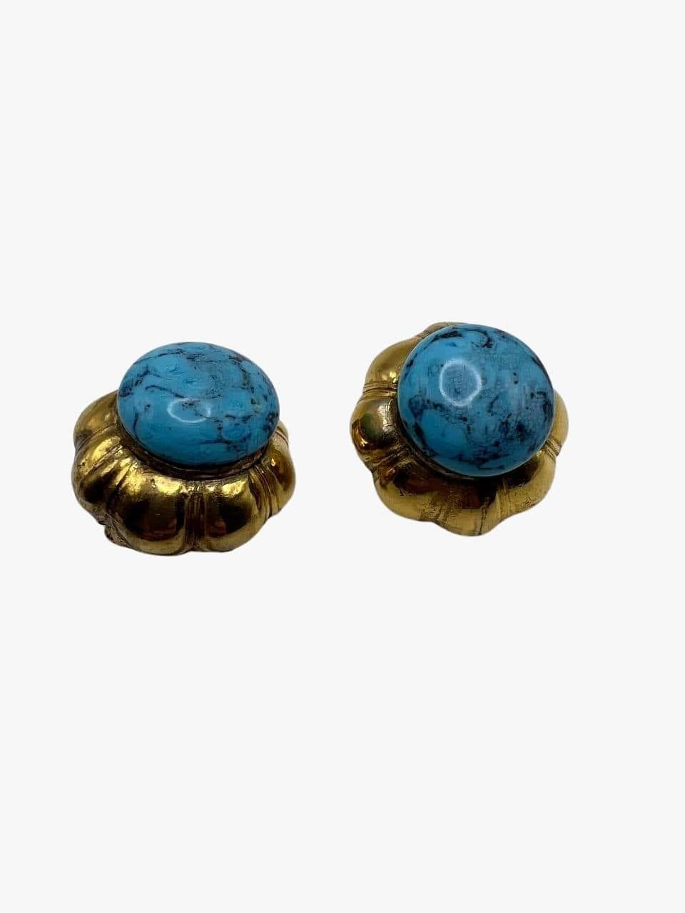 Women's Vintage Chanel Gripoix Glass Turquoise Clip-on Earrings, 1970s