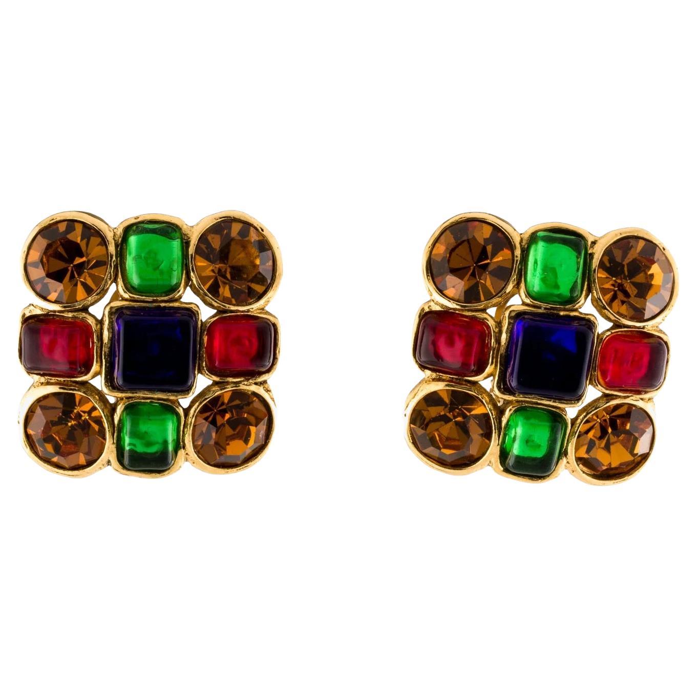 Pendientes de clip multicolor Chanel Gripoix vintage