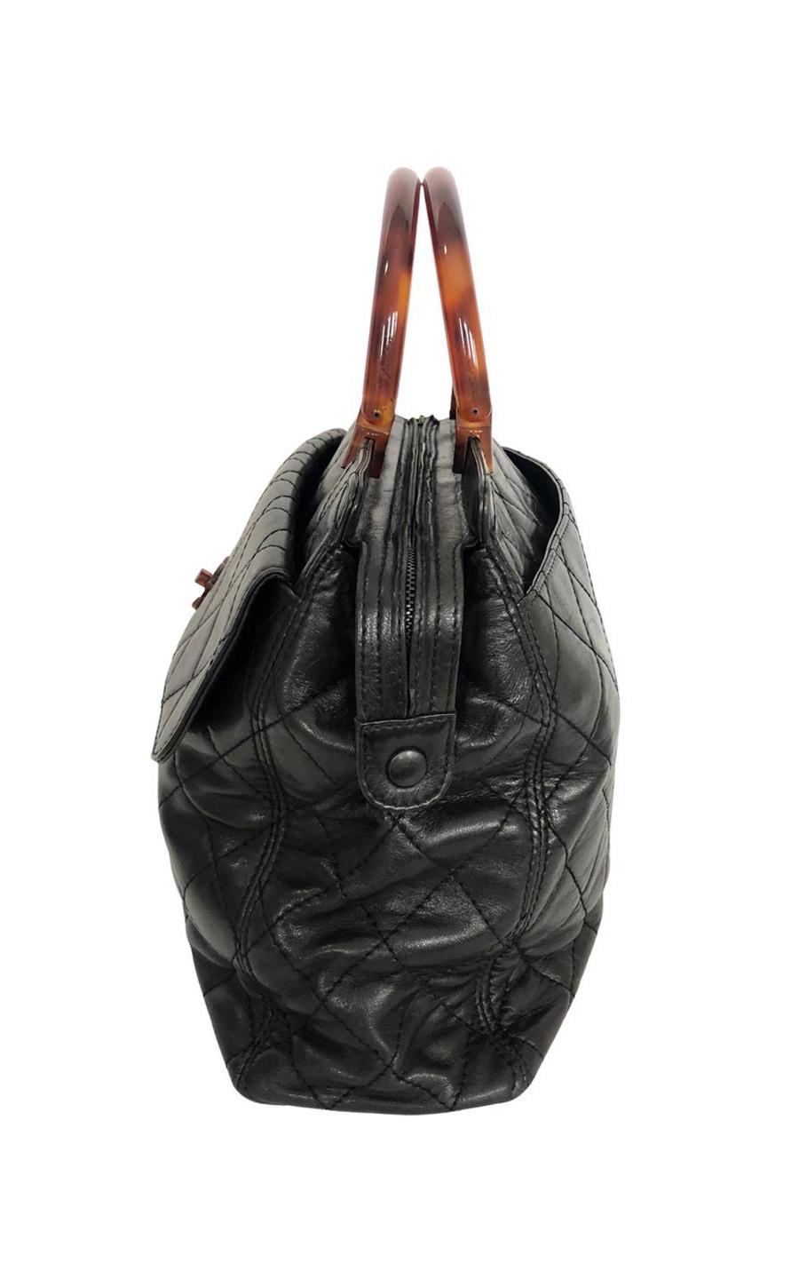 Black Vintage Chanel Handbag with brown colored hardware - Large  For Sale