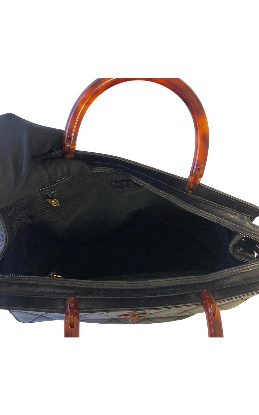 Vintage Chanel Handbag with brown colored hardware - Large  For Sale 2