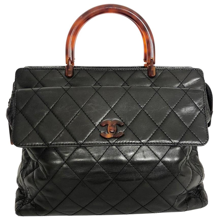 Vintage Chanel Handbag with brown colored hardware - Large  For Sale
