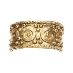 vintage CHANEL Haute Couture Etruscan ornate handcrafted gilded gold cuff bangle