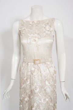 Vintage Chanel Haute Couture Ivory Lesage Embroidered Silk Bridal Gown & Jacket