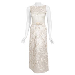 Vintage Chanel Haute Couture Ivory Lesage Embroidered Silk Bridal Gown & Jacket