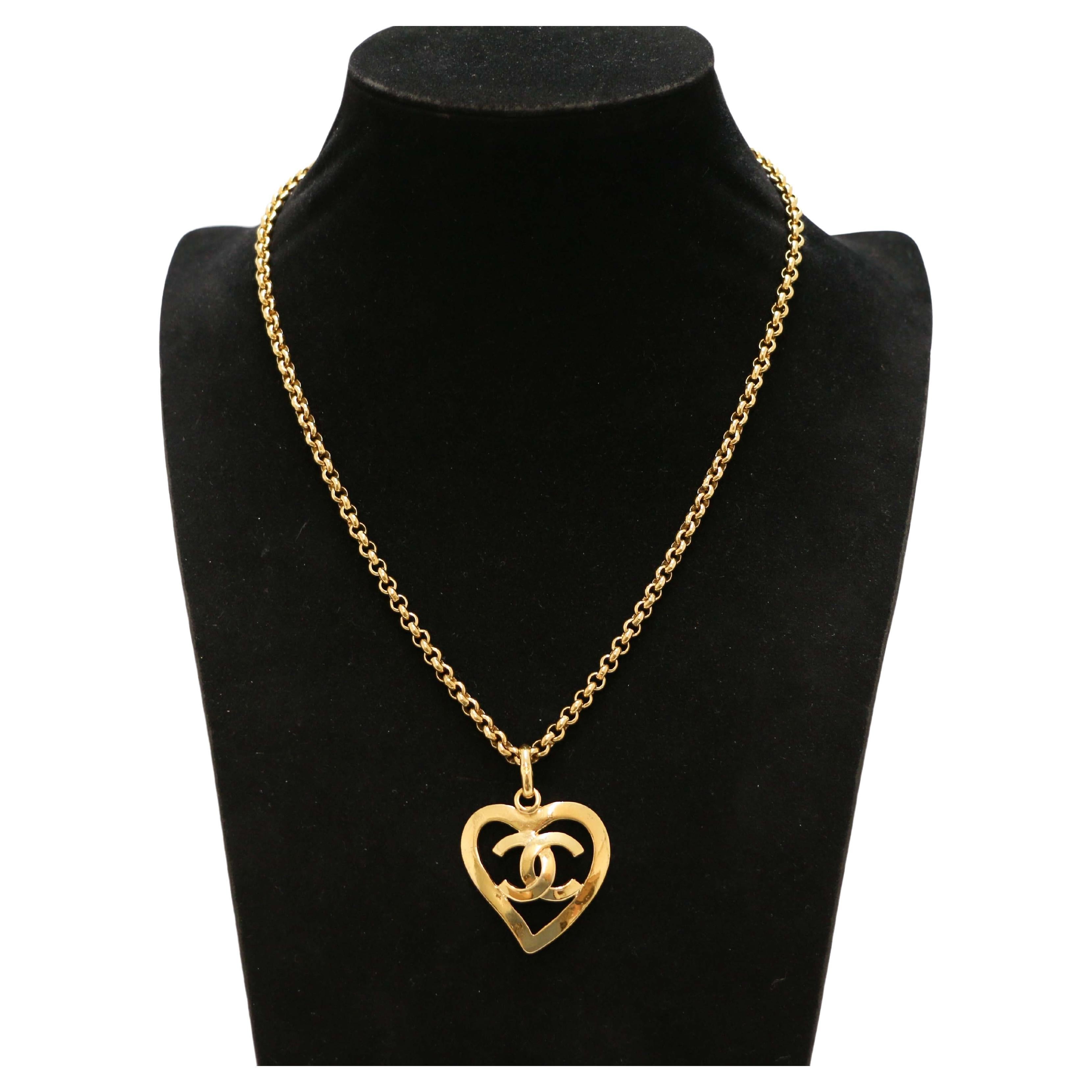 Vintage CHANEL Heart Necklace For Sale
