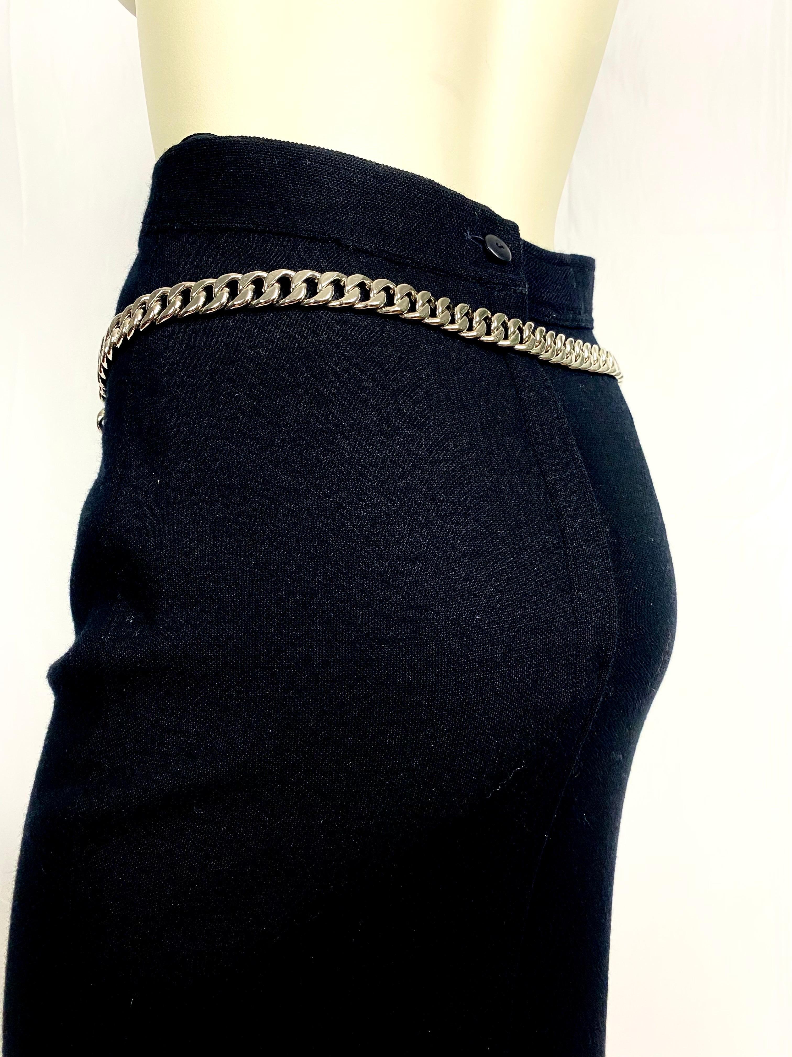 Vintage Chanel heavy silver chain link belt For Sale 6