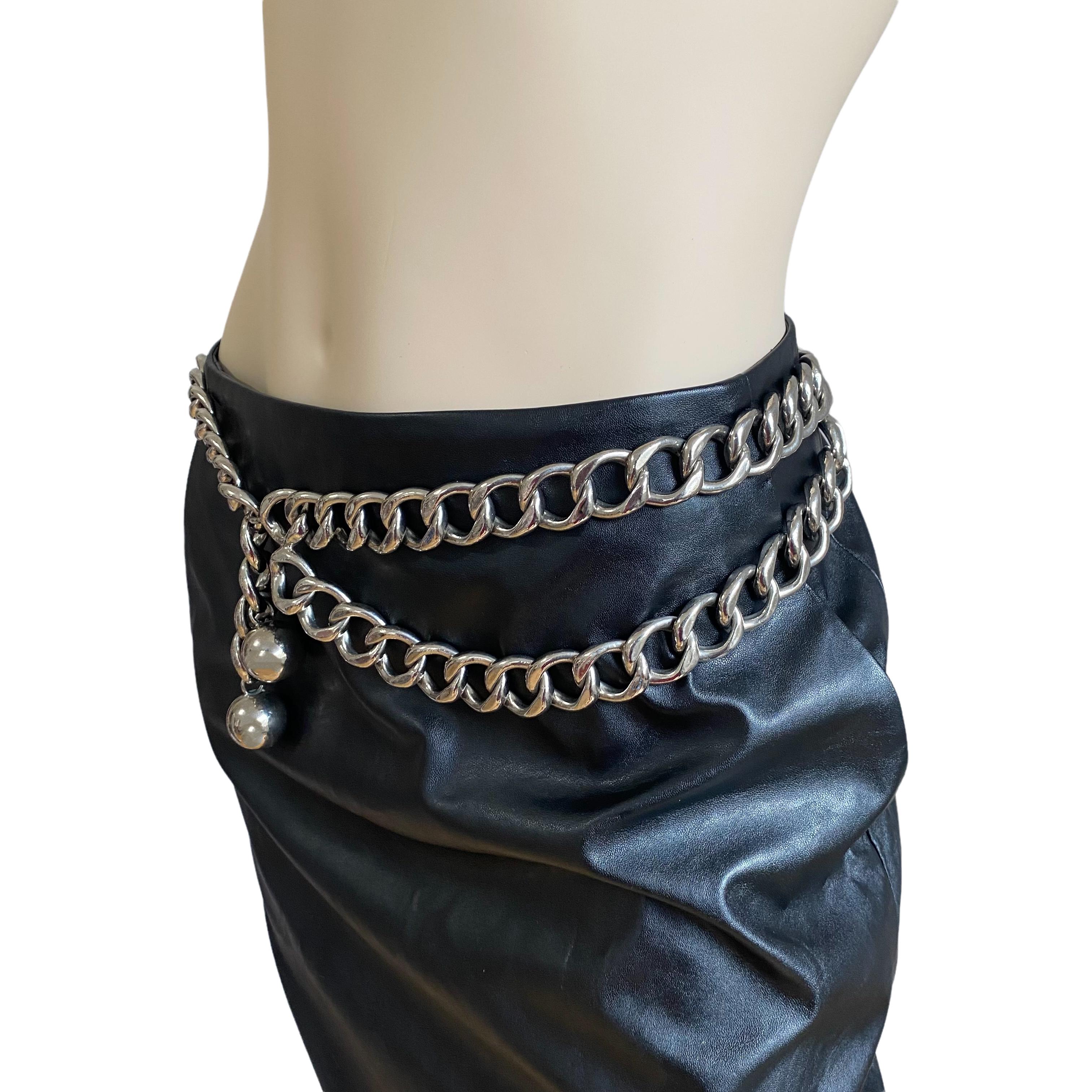 vintage silver chain belt