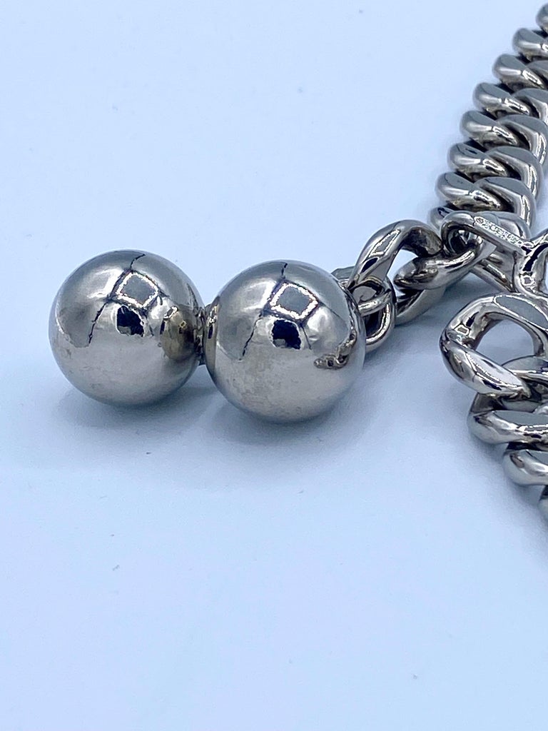 Vintage Chanel heavy silver chain link belt For Sale at 1stDibs