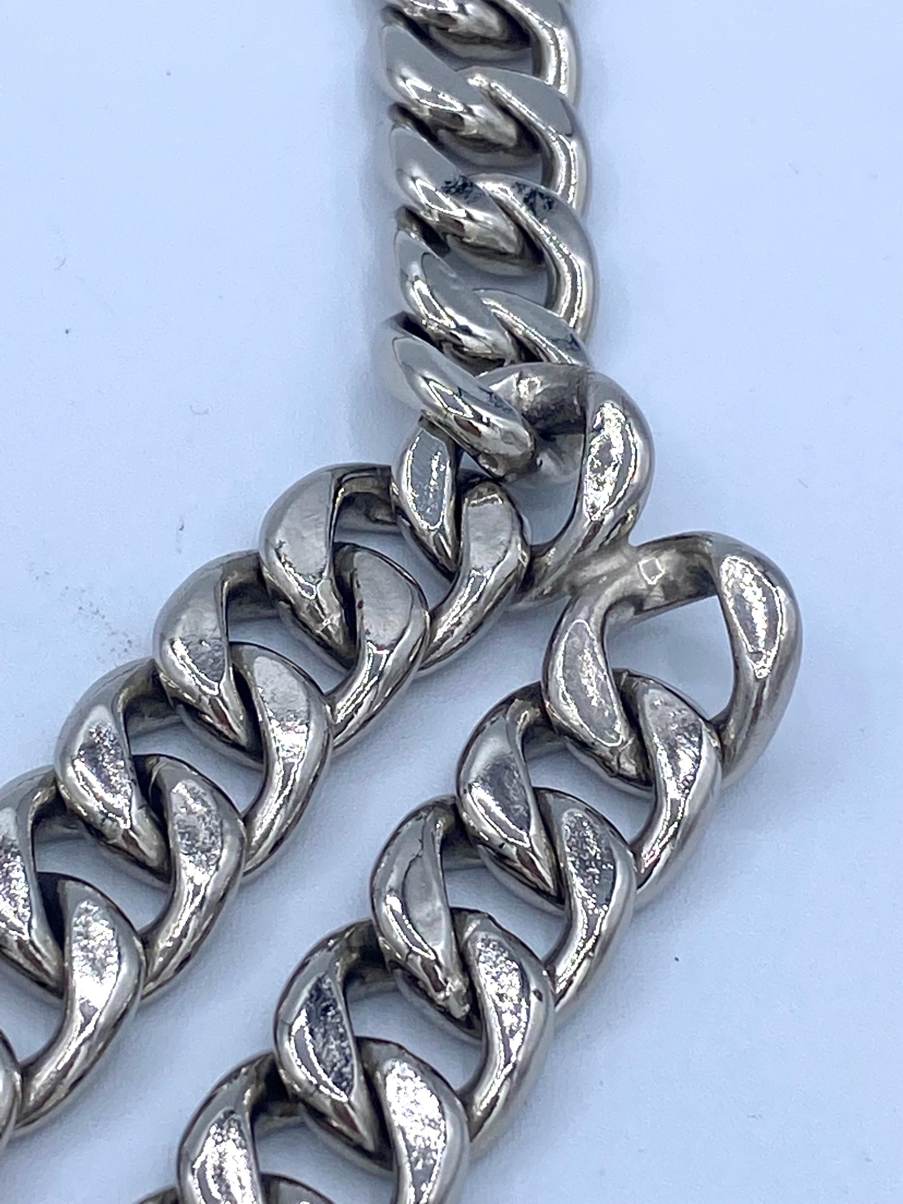 Women's or Men's Vintage Chanel heavy silver chain link belt For Sale