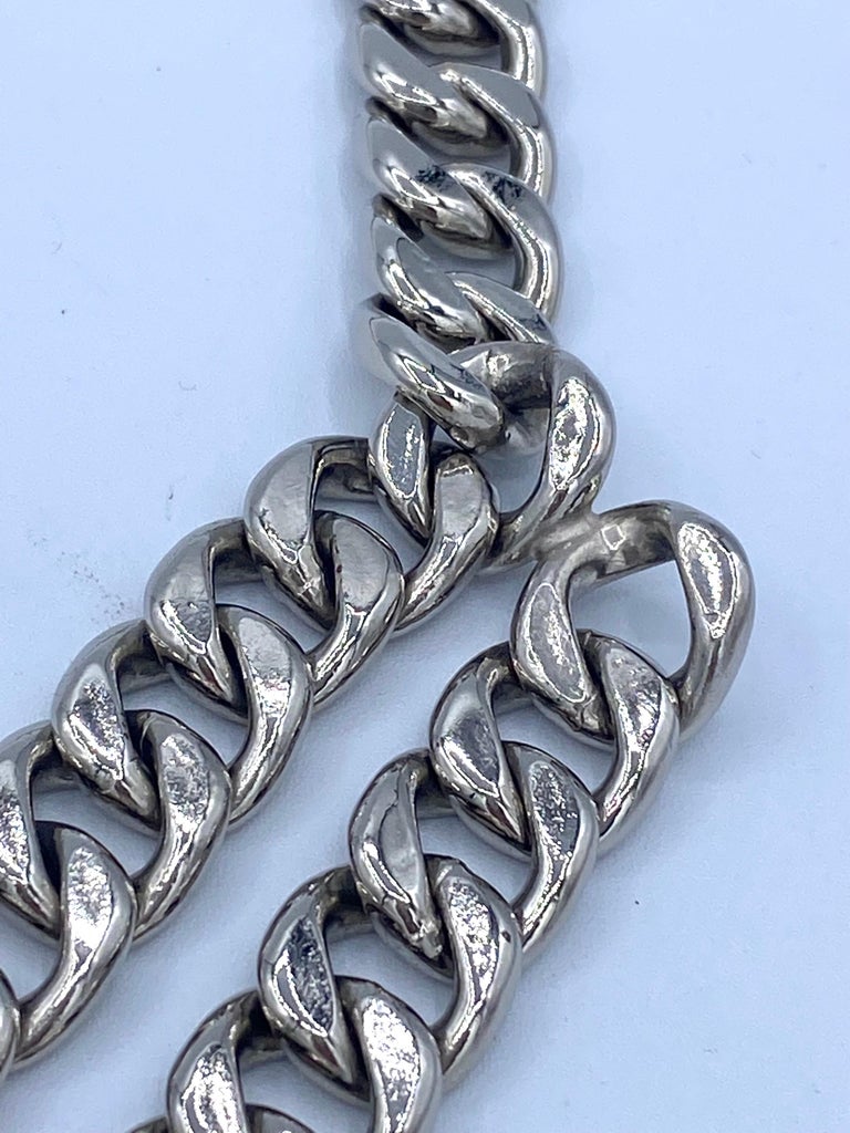 Vintage Chanel heavy silver chain link belt For Sale at 1stDibs