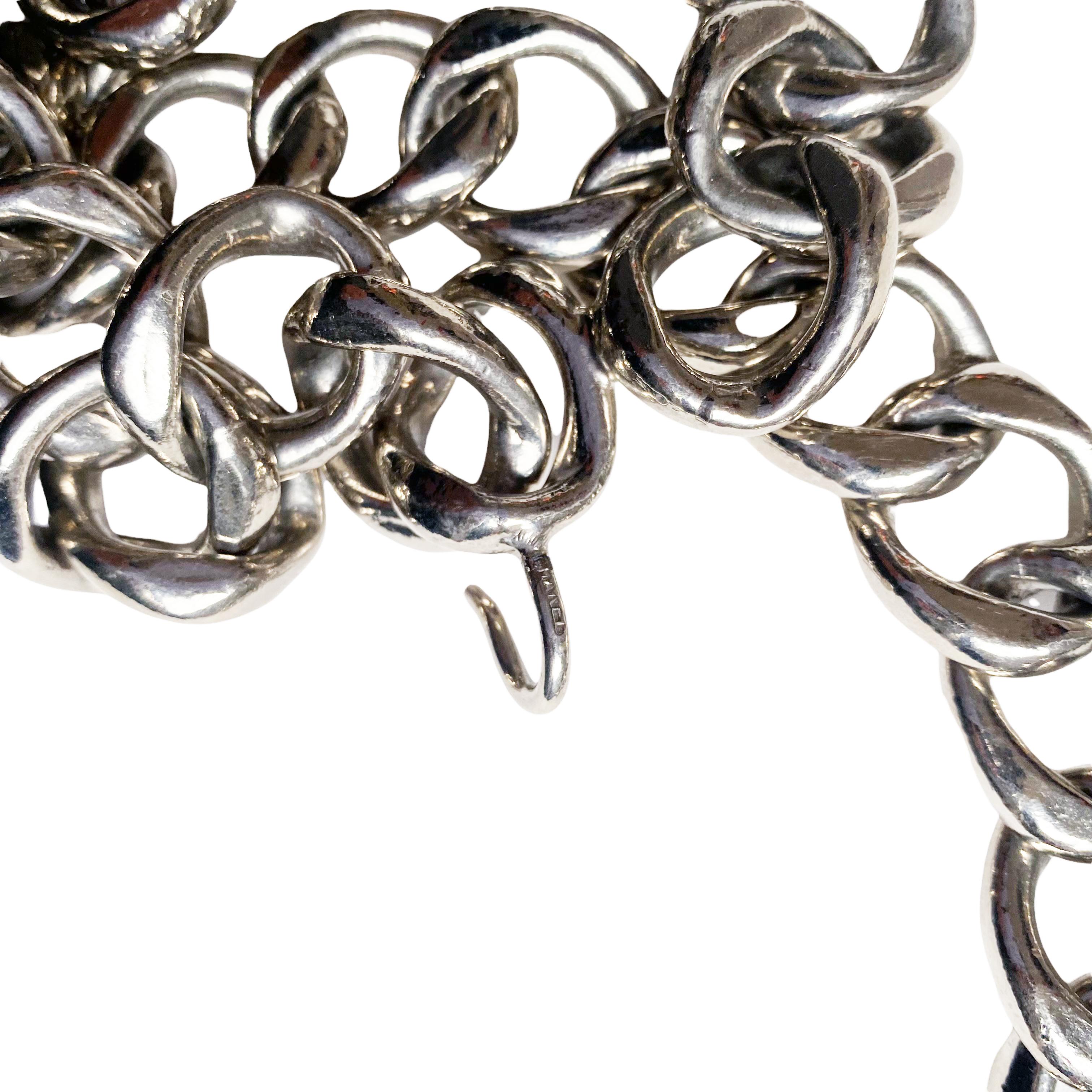 Vintage CHANEL Heavy Silver Chain Link Belt   In Excellent Condition In Boston, MA