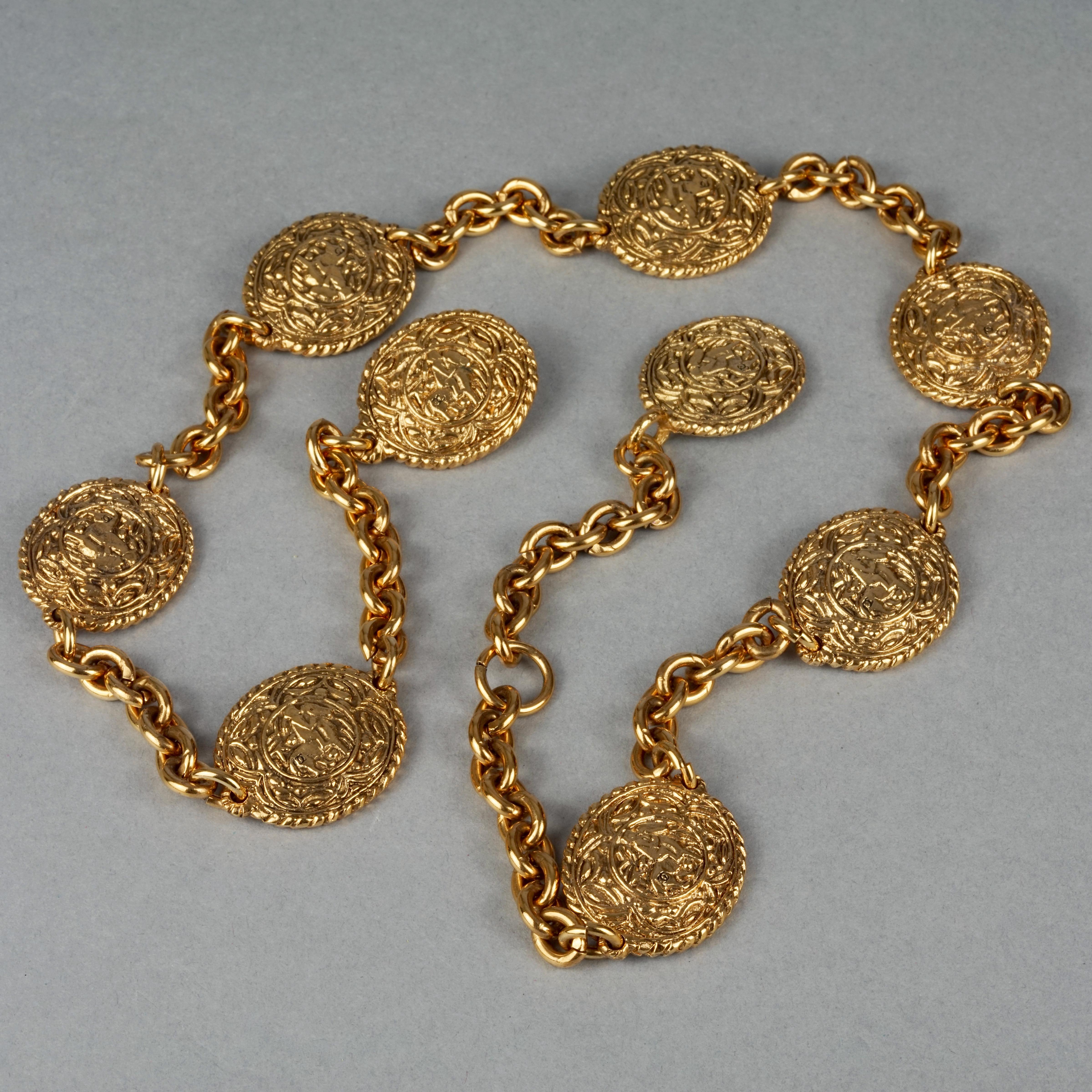 De las mujeres Collar Medallón Cinturón Vintage CHANEL Motivo Equitación en venta
