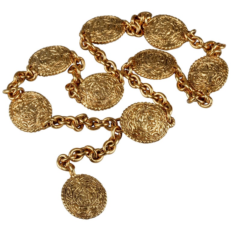 Chanel Medallion Necklace - 16 For Sale on 1stDibs  vintage chanel  medallion necklace, chanel gold medallion necklace, chanel coin necklace