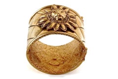 Vintage CHANEL Iconic Lion Head Logo Quilted Bracelet Cuff