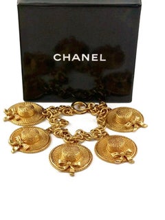 Vintage CHANEL Iconic Sun Hat Charm  Necklace