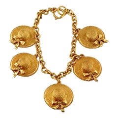 Vintage CHANEL Iconic Sun Hat Charm  Necklace