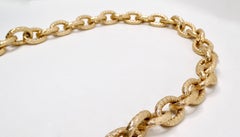 Vintage Chanel Inspired 14k Gold Plated Chunky Textured Chain Link Necklace