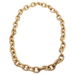 Vintage Chanel inspirierte 14k vergoldete klobige strukturierte Kette Gliederhalskette, Vintage