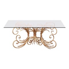 Vintage Chanel-Inspired Gilt Sheaf-of-Wheat Coffee Table