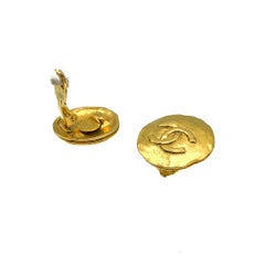 Vintage Chanel by Lagerfeld Interlocking CC Logo Byzantine Coin Earrings 1980s