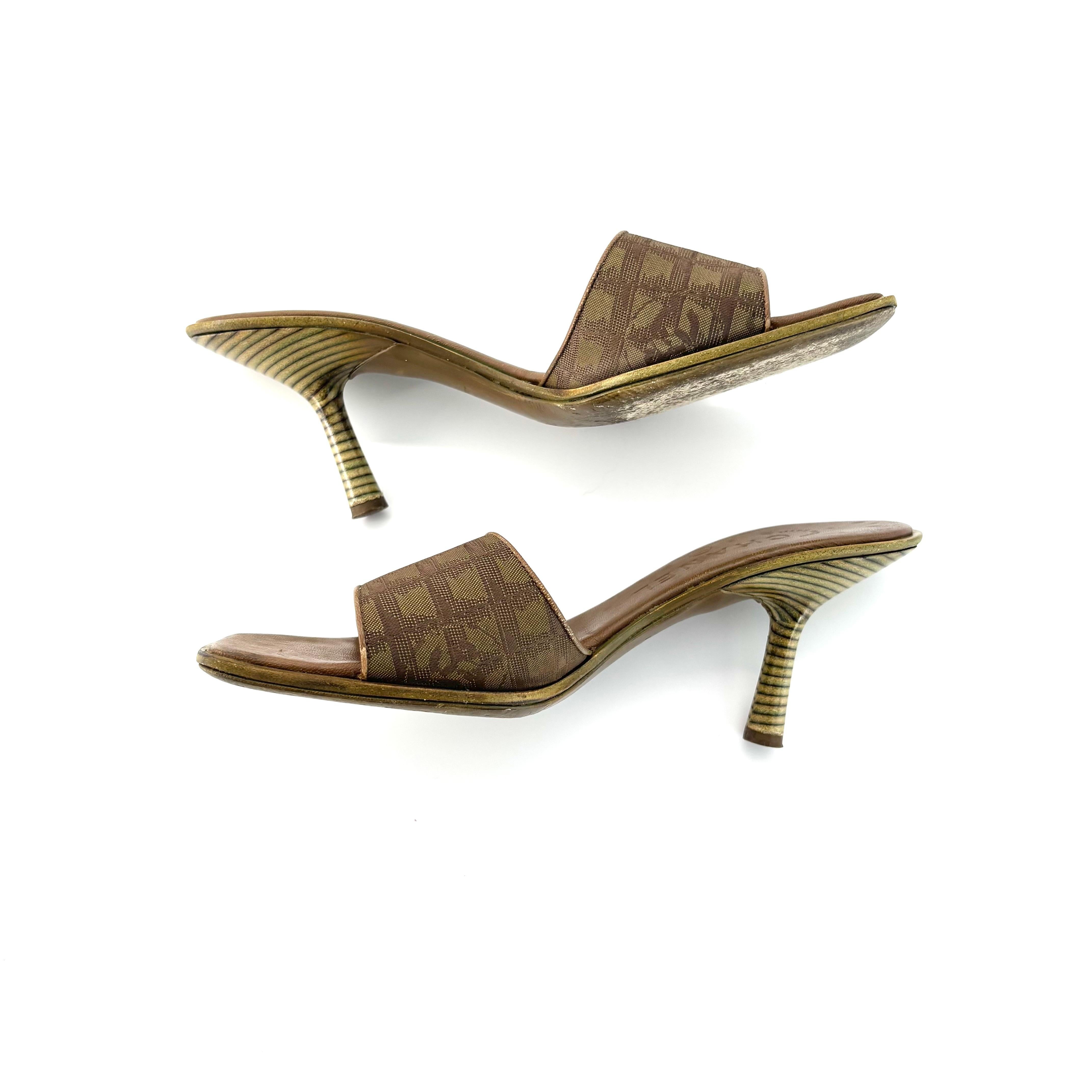 Chanel Vintage Interlocking CC Monogram Satin Slip On Mules Sandals 36.5 In condizioni buone in vendita a Mechanicsville, VA