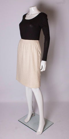 Vintage Chanel Ivory Boucle Skirt